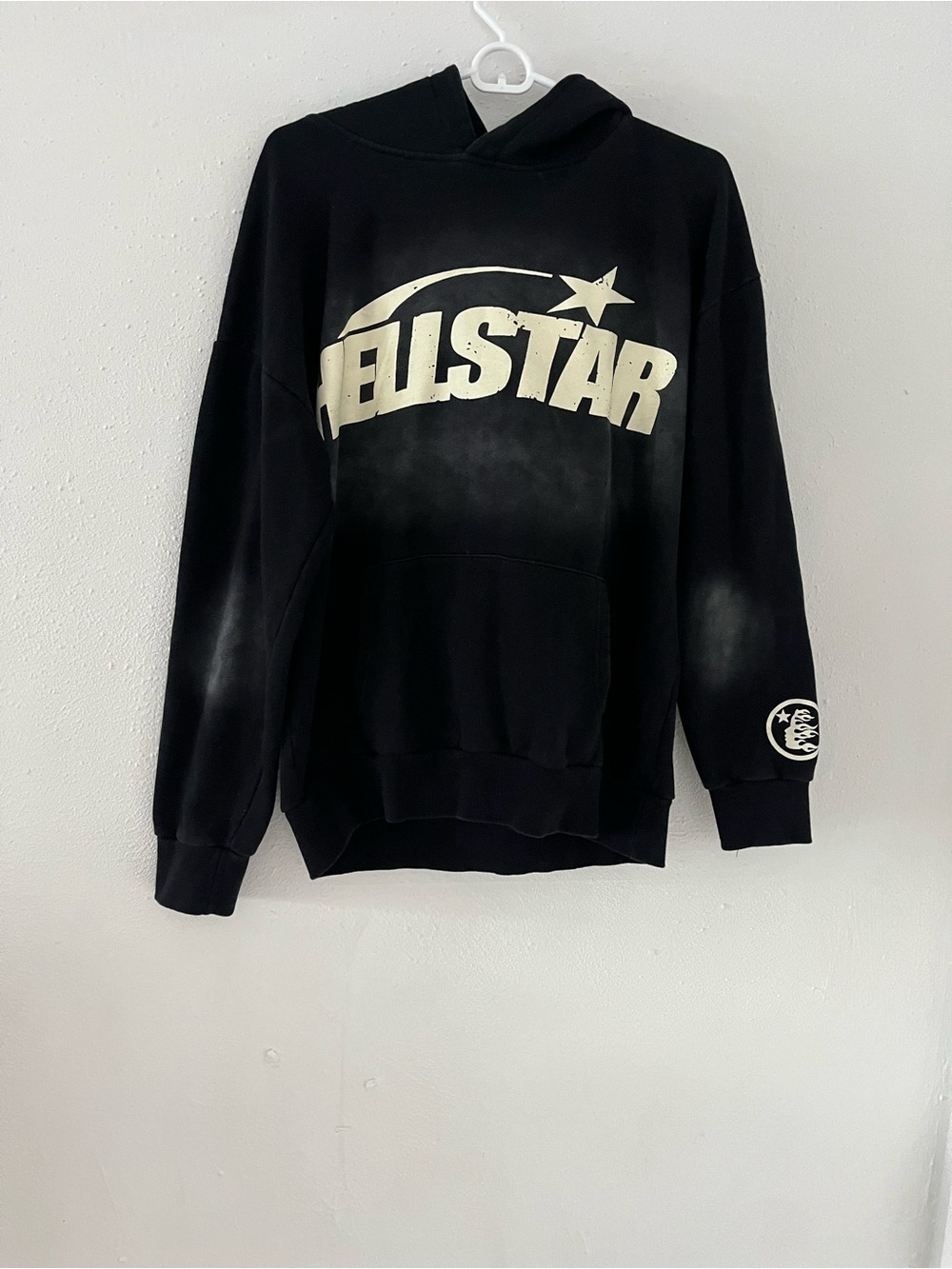 HELLSTAR Black Crewneck Hoodie with White Logo